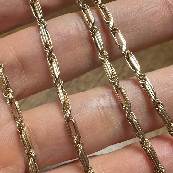 14k Gold Vintage Figarope Textured Faceted Rope Figaro Chain - 17.75” - Picture 5 of 10
